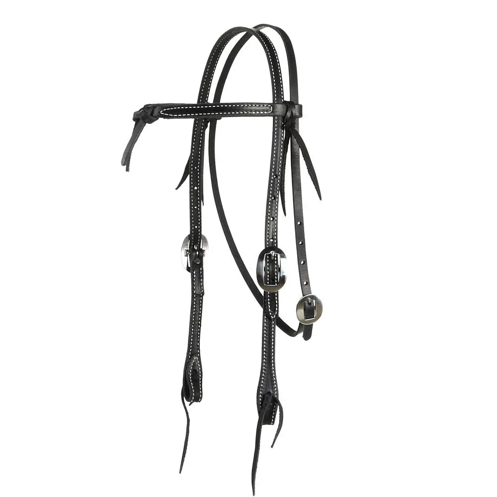 NRS TACK Black Stitched Knotted Browband Headstall