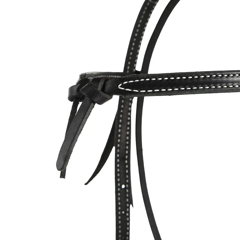 NRS TACK Black Stitched Knotted Browband Headstall - Image 2