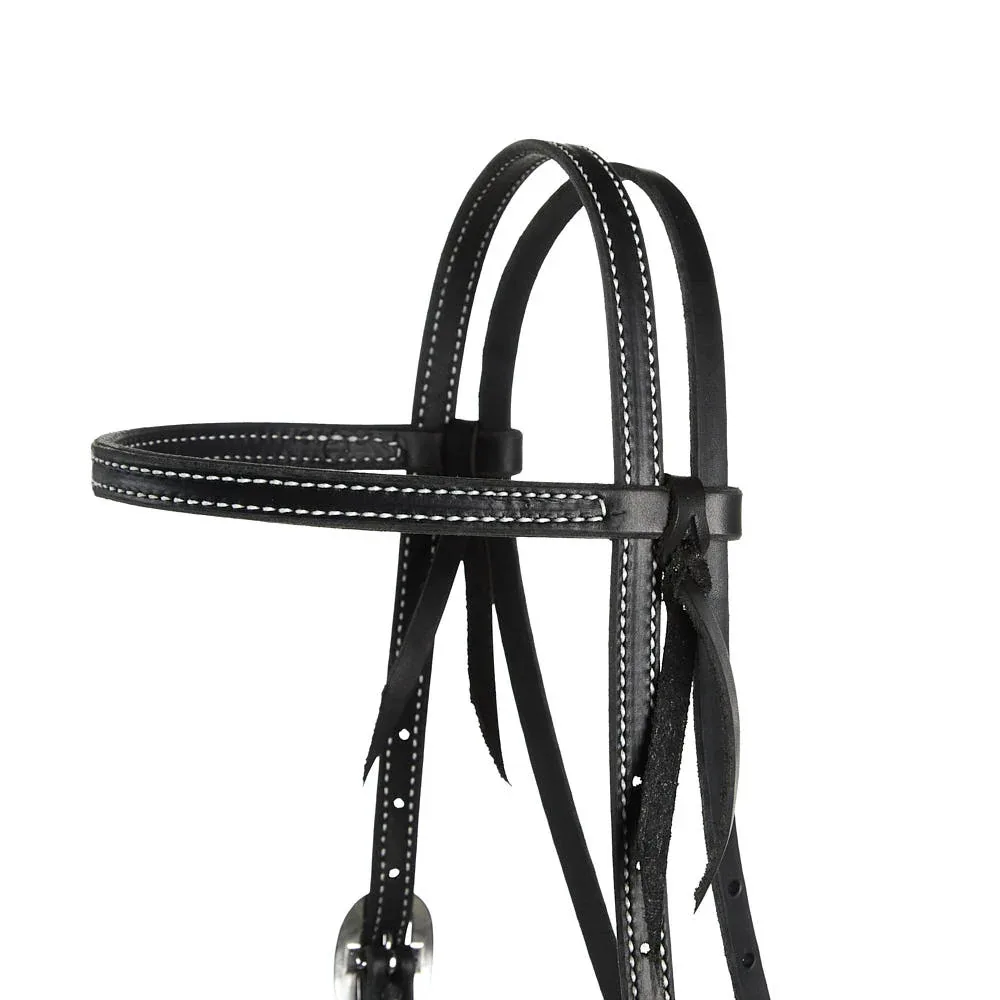 NRS Tack Black Stitched Straight Browband headstall - Image 2