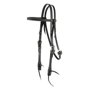NRS Tack Black Stitched Straight Browband headstall