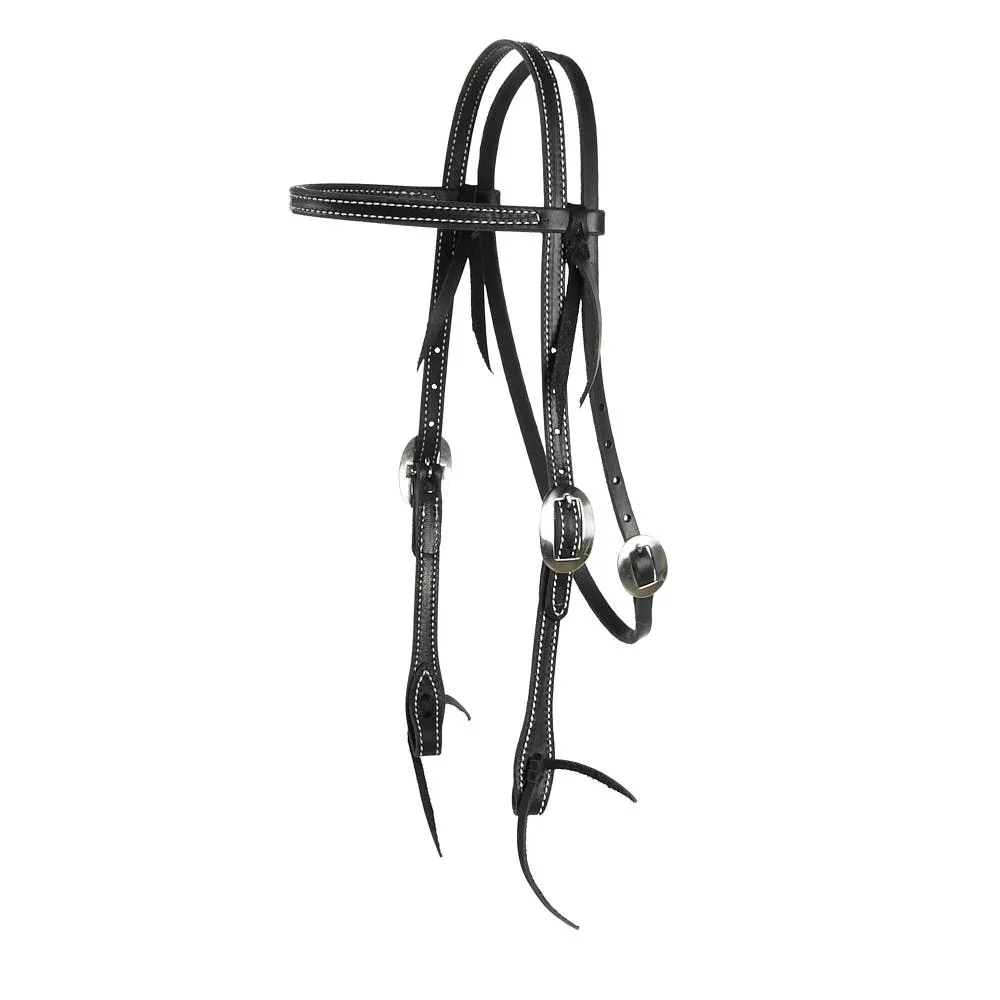 NRS Tack Black Stitched Straight Browband headstall