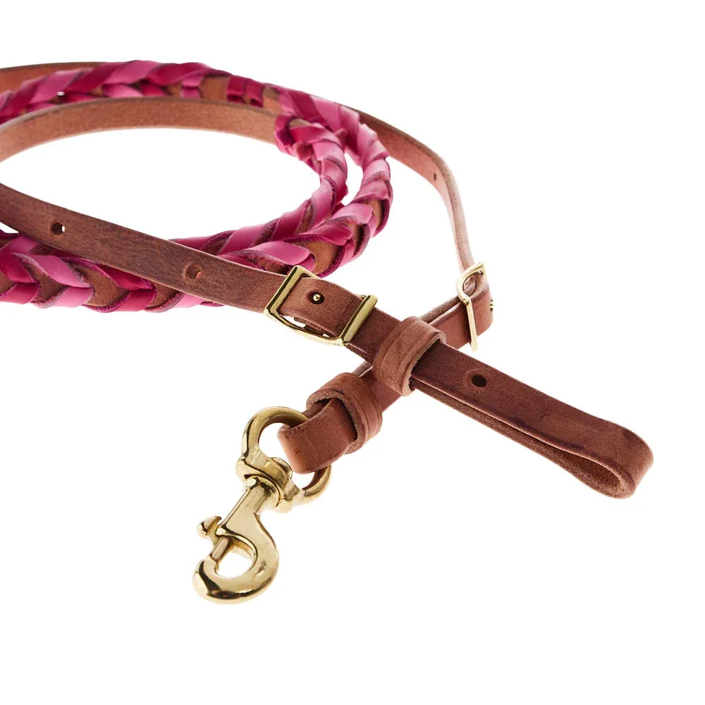 NRS TACK Fuchsia and Pink Laced Barrel Reins - Image 2