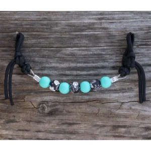 NRS Turquoise Black Floral Silicone Beaded Curb Strap