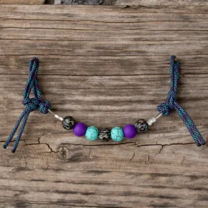 NRS Turquoise Purple Cactus Silicone Beaded Gag Curb Strap