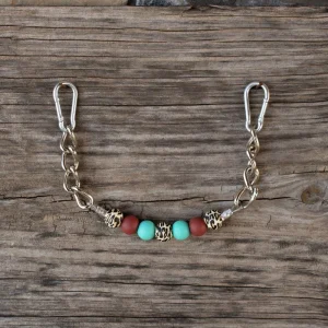 NRS Turquoise Rust Leopard Silicone Beaded Gag Chain Curb Strap