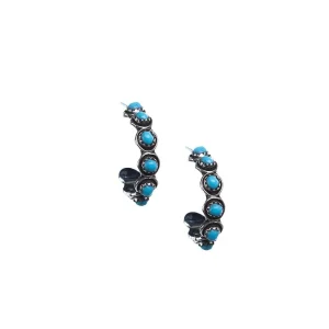 NRS Turquoise Studded Medium Hoop Earrings