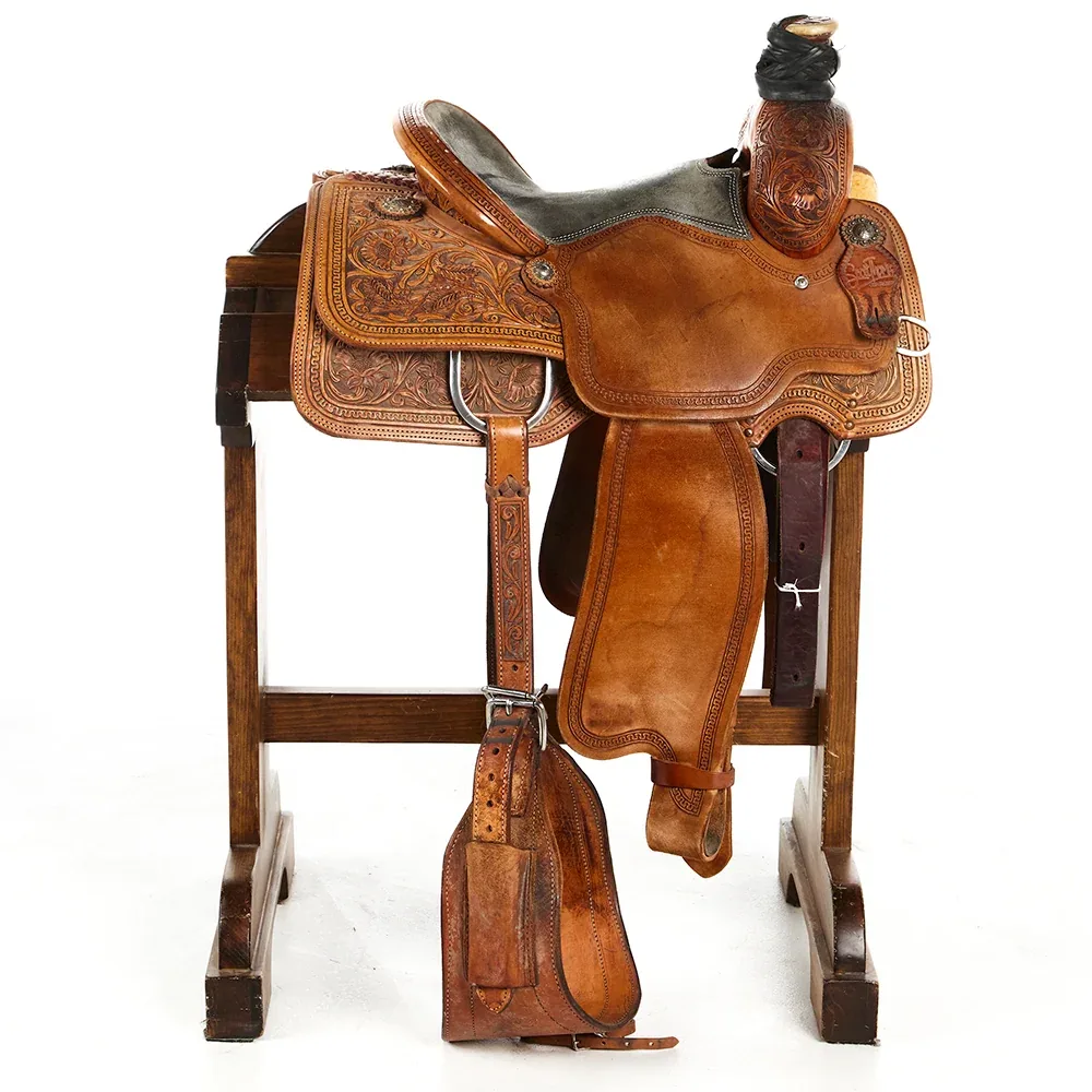 NRS Used 14in 1/2 Breed Floral Tooled All Around Saddle - Image 2
