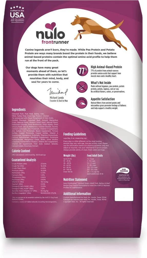 Nulo Frontrunner Pork, Barley & Beef Adult Dry Dog Food - Image 2