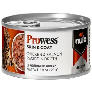 Nulo Prowess Skin & Coat Chicken & Salmon Shreds Recipe in Broth Adult Canned Cat Food