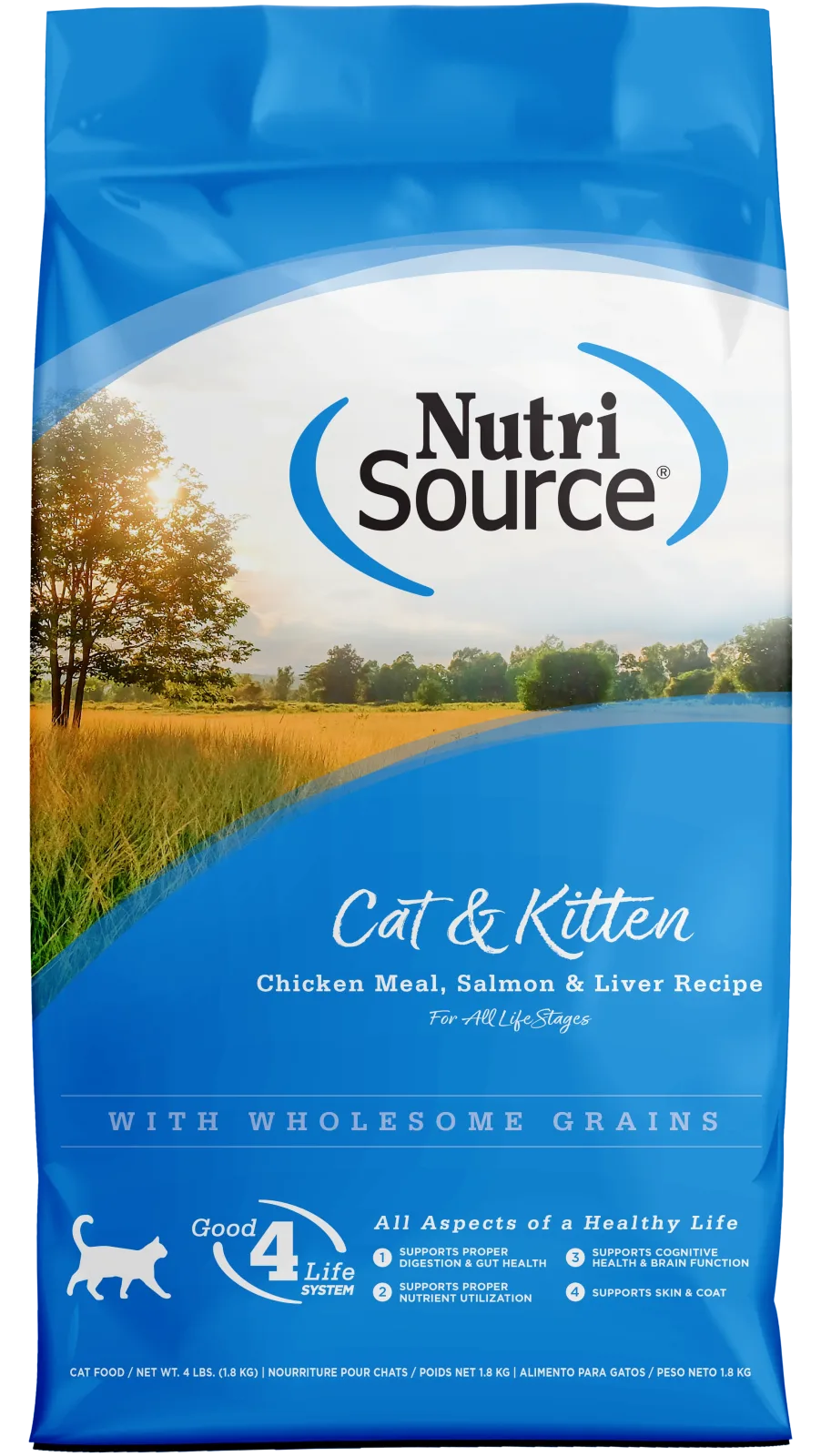 NutriSource Cat & Kitten All Life Stages Dry Cat Food Chicken Meal, Salmon & Liver 4 lb