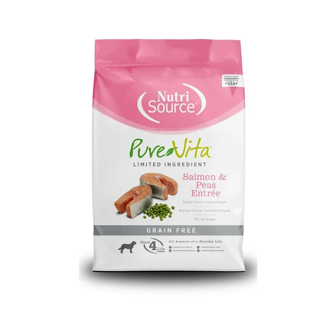 NutriSource PureVita LID Grain-Free Dry Dog Food Salmon & Peas Entrée 25 lb