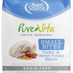 NutriSource PureVita LID Grain Free Small Bites Dry Dog Food Turkey & Sweet Potato 12 lb