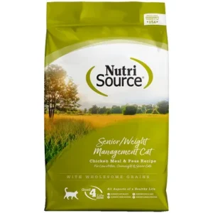NutriSource Senior/Weight Management Chicken Meal & Peas Recipe w/ Wholesome Grains Dry Cat Food