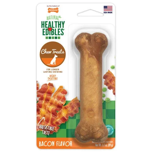 Nylabone Healthy Edibles All-Natural Long Lasting Bacon Flavor Chew Treats 1 Count Medium/Wolf - Image 2