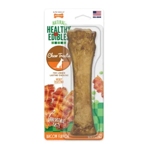 Nylabone Healthy Edibles All-Natural Long Lasting Bacon Flavor Chew Treats 1 Count Souper - 50+ lbs.