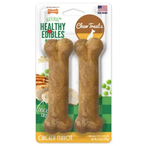 Nylabone Healthy Edibles All-Natural Long Lasting Chicken Flavor Dog Chew Treats 2 Count Medium/Wolf