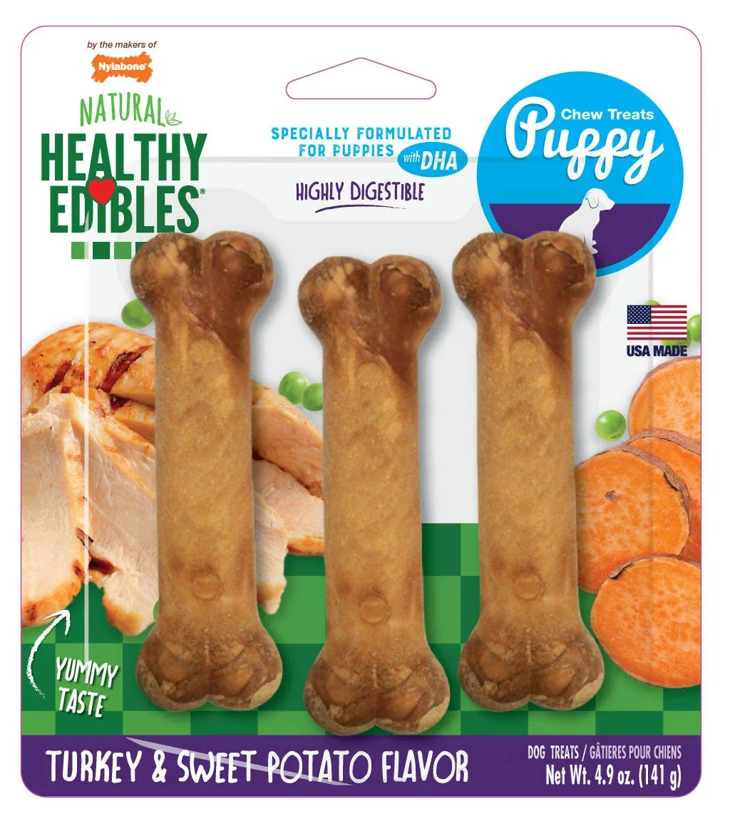 Nylabone Healthy Edibles Puppy Chew Treats 3 count Small/Regular - Up to 25 lbs.