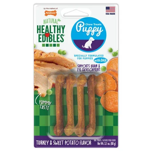 Nylabone Healthy Edibles Puppy Chew Treats Turkey & Sweet Potato X-Small/Petite (4 Count) - Image 2