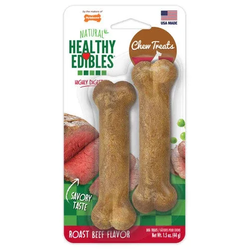 Nylabone Healthy Edibles Roast Beef Flavor Chew Treats for Dog 2 Count X-Small/Petite - Image 2