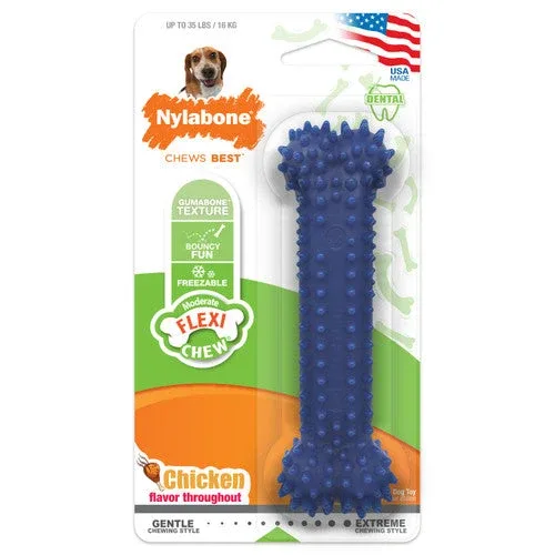 Nylabone Moderate Chew FlexiChew Dental Chew Toy Chicken Medium/Wolf (1 Count) - Image 2