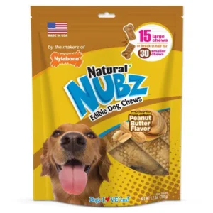 Nylabone Nubz Natural Dog Treats ? Allergen-Free Peanut Butter Flavor 15 Count Large