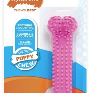 Nylabone Puppy Chew Teething Soft Bone Chicken Petite Pink