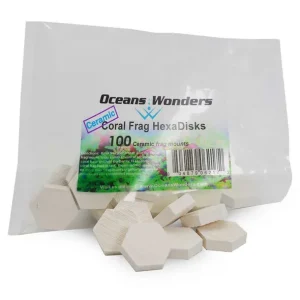 Ocean Wonders Ceramic Coral Frag HexaDisks, 100 Pack