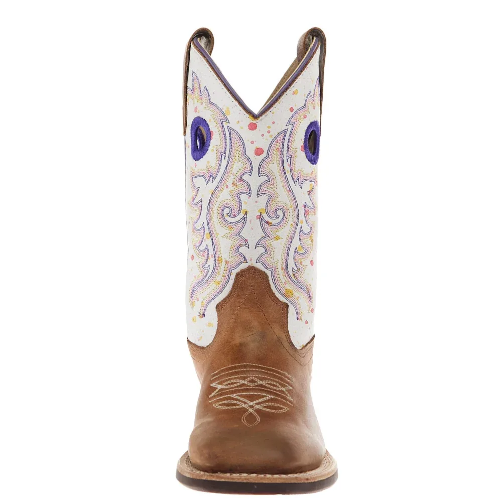 Old West Children's Tan with Splatter Shaft Square Toe Boot - Image 2