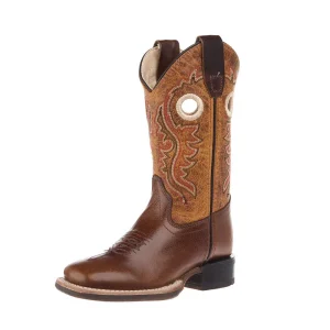 Old West Children's Vintage Brown Square Toe Boot