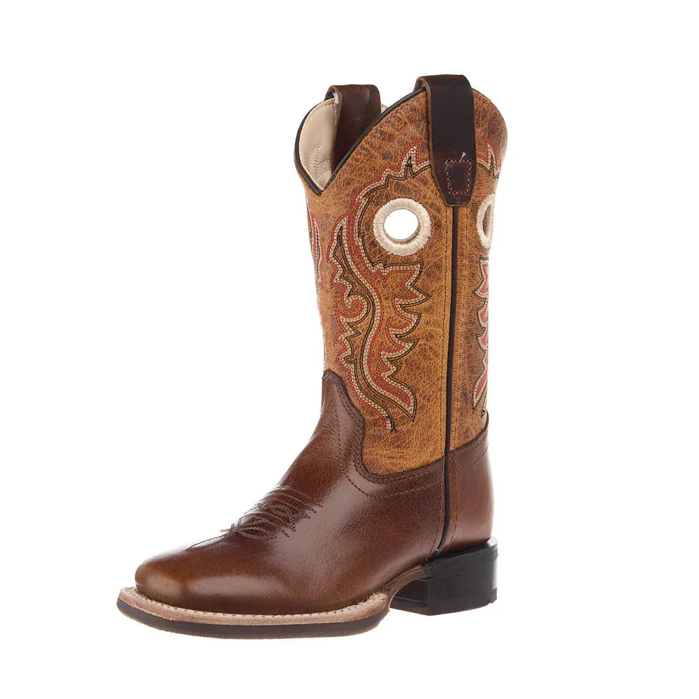 Old West Children's Vintage Brown Square Toe Boot