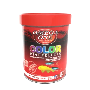 Omega One Color Slow Sinking Mini Pellet Fish Food Mini Pellets 3.5 oz