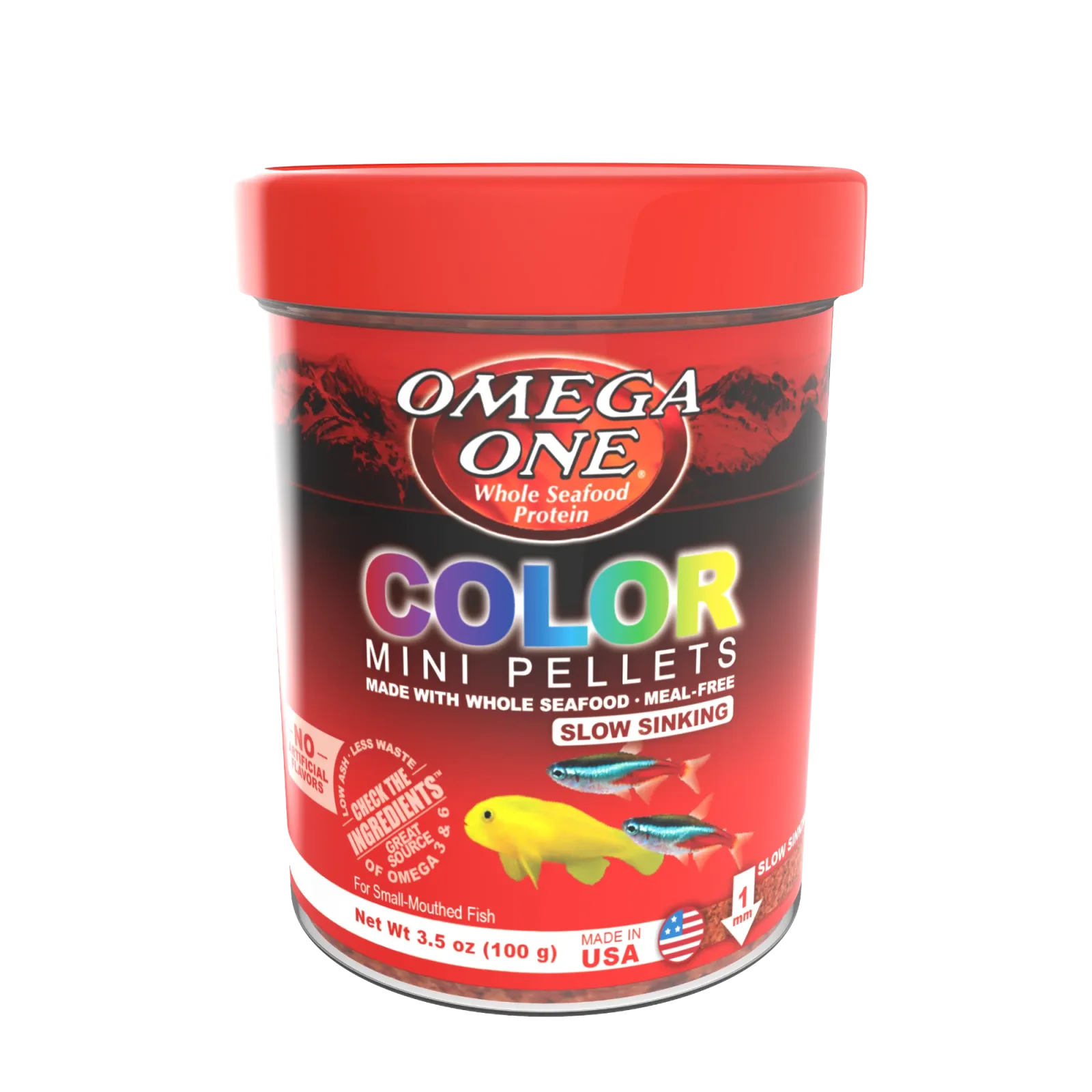 Omega One Color Slow Sinking Mini Pellet Fish Food Mini Pellets 3.5 oz