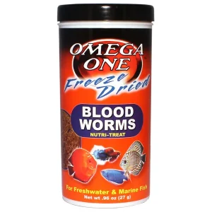 Omega One Freeze Dried Blood Worms, 0.96 oz.