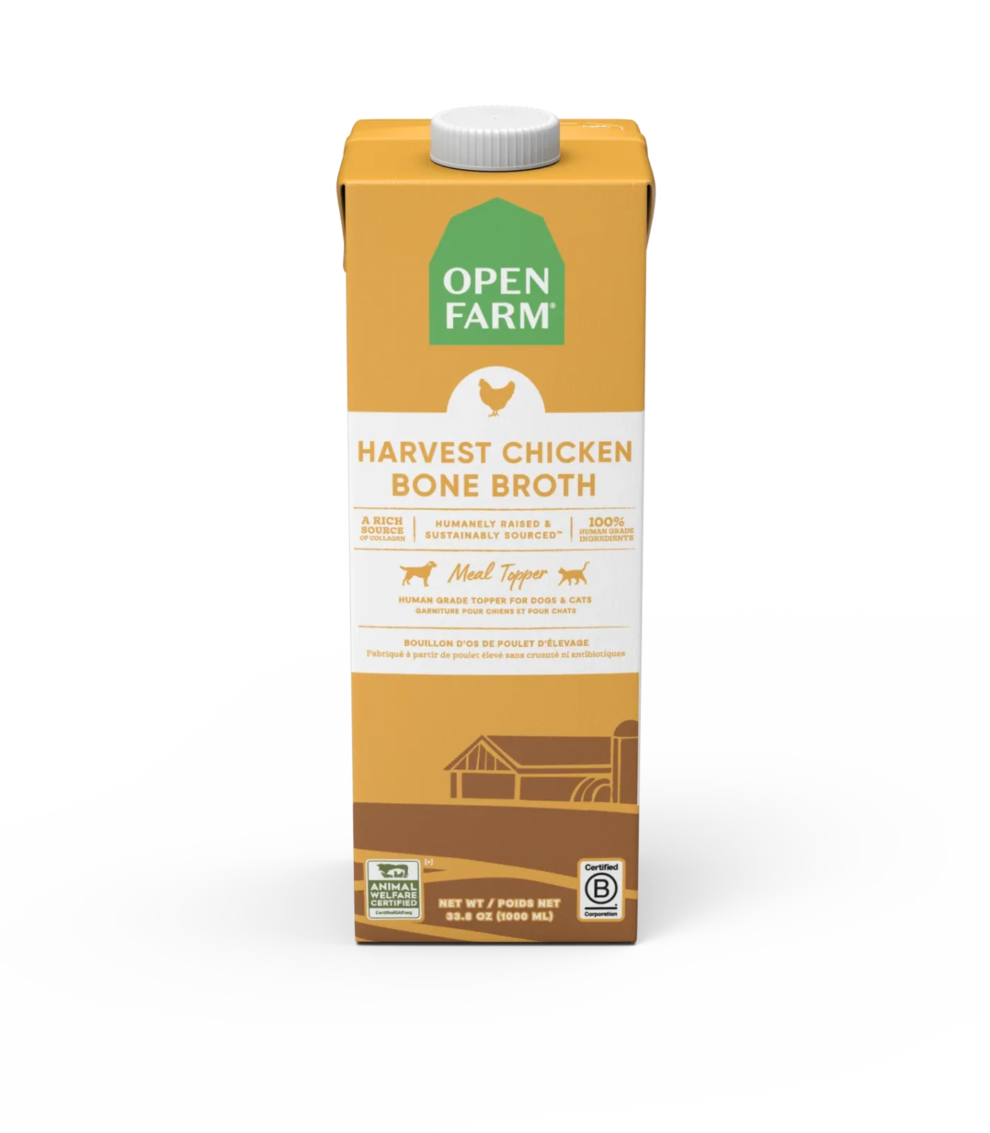 Open Farm Harvest Chicken Bone Broth for Dogs & Cats 33.8oz
