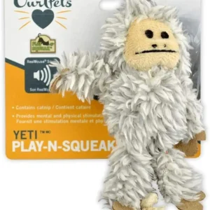 OurPets Play N Squeak Yeti Catnip Cat Toy Grey