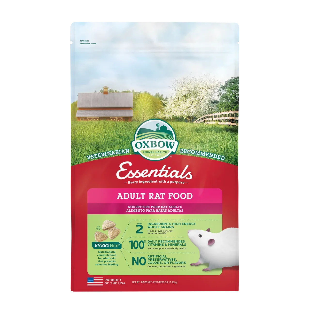 Oxbow Animal Health Essentials Adult Rat Food 3lb