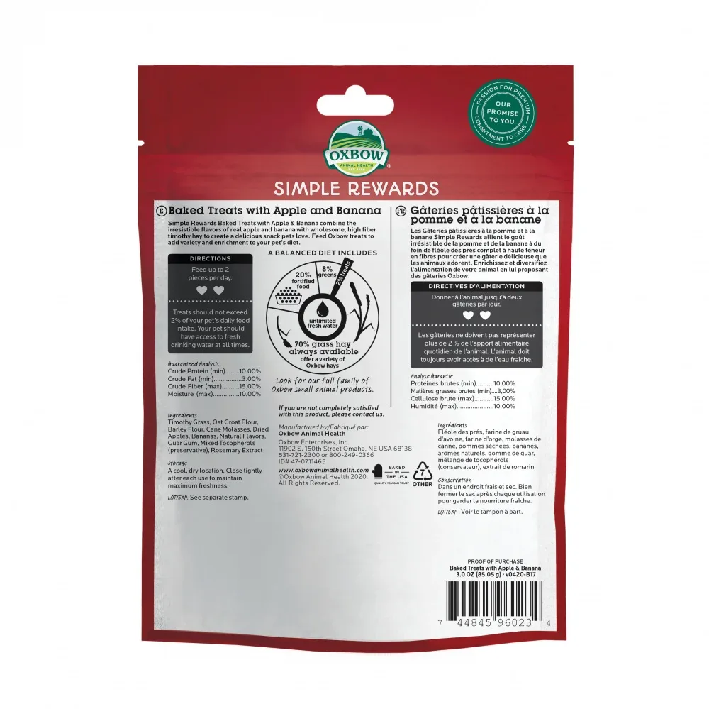 Oxbow Animal Health Simple Rewards Baked Treats with Apple & Banana - Image 2
