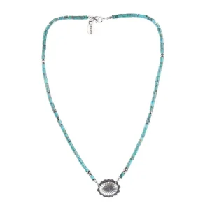Paige Wallace Turquoise Tube with Concho Necklace