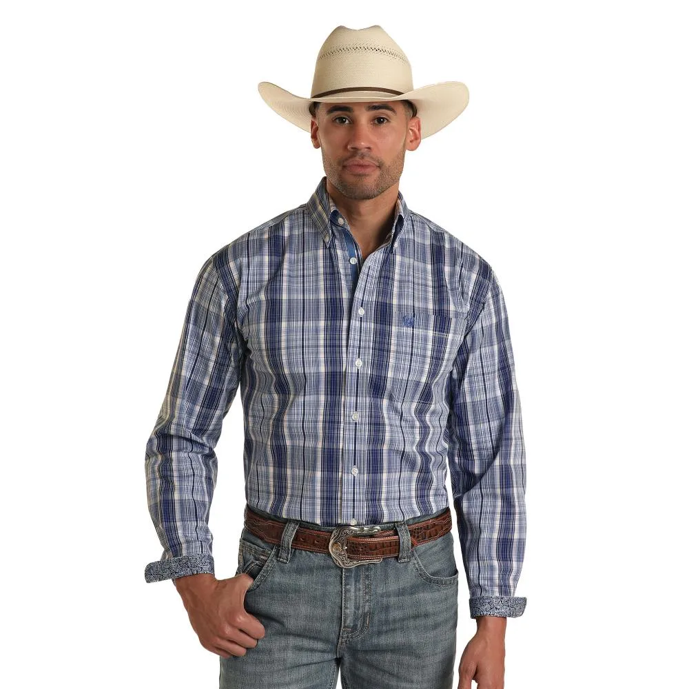 Panhandle Mens Blue Plaid Shirt