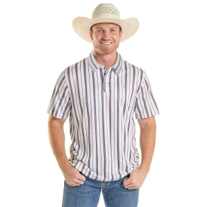 Panhandle Men's Blue & Red Stripe Performance Polo