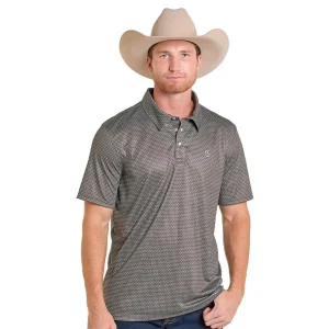 Panhandle Men's Brown Geometric Print Polo