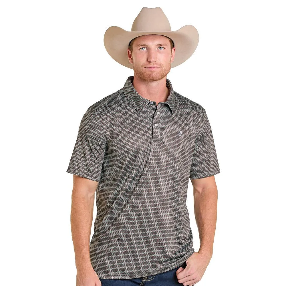Panhandle Men's Brown Geometric Print Polo