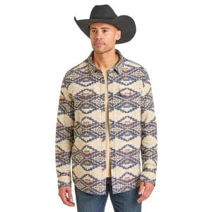 Panhandle Men's Khaki Western Jacquard Shacket
