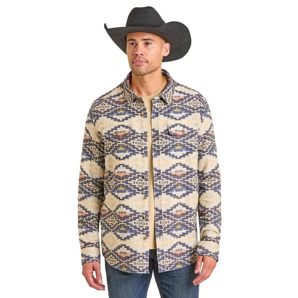 Panhandle Men's Khaki Western Jacquard Shacket