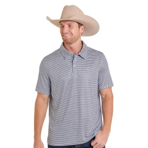Panhandle Men's Texas Navy Print Polo