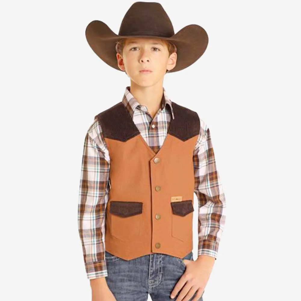 Panhandle Powder River Boys' Camel Vest
