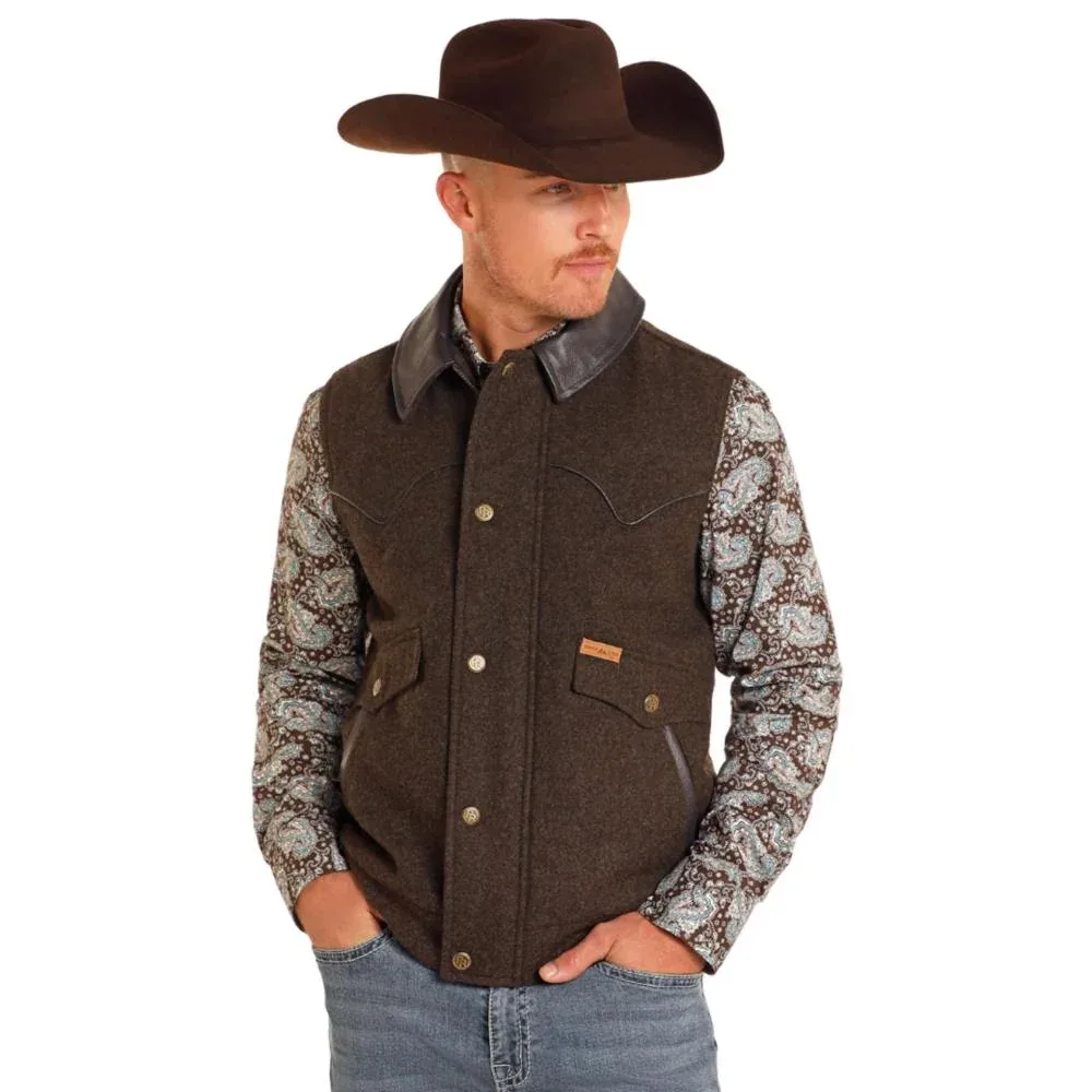 Panhandle Powder River Outfitters Men's Brown Heather Holbrook Wool Vest