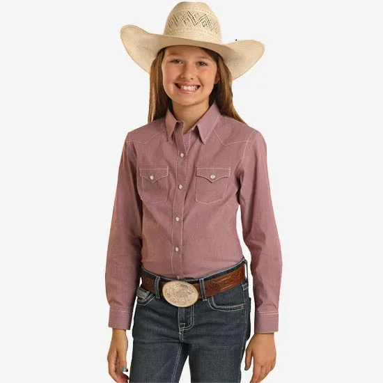 Panhandle Roughstock Girls' Stretch Mulberry Top