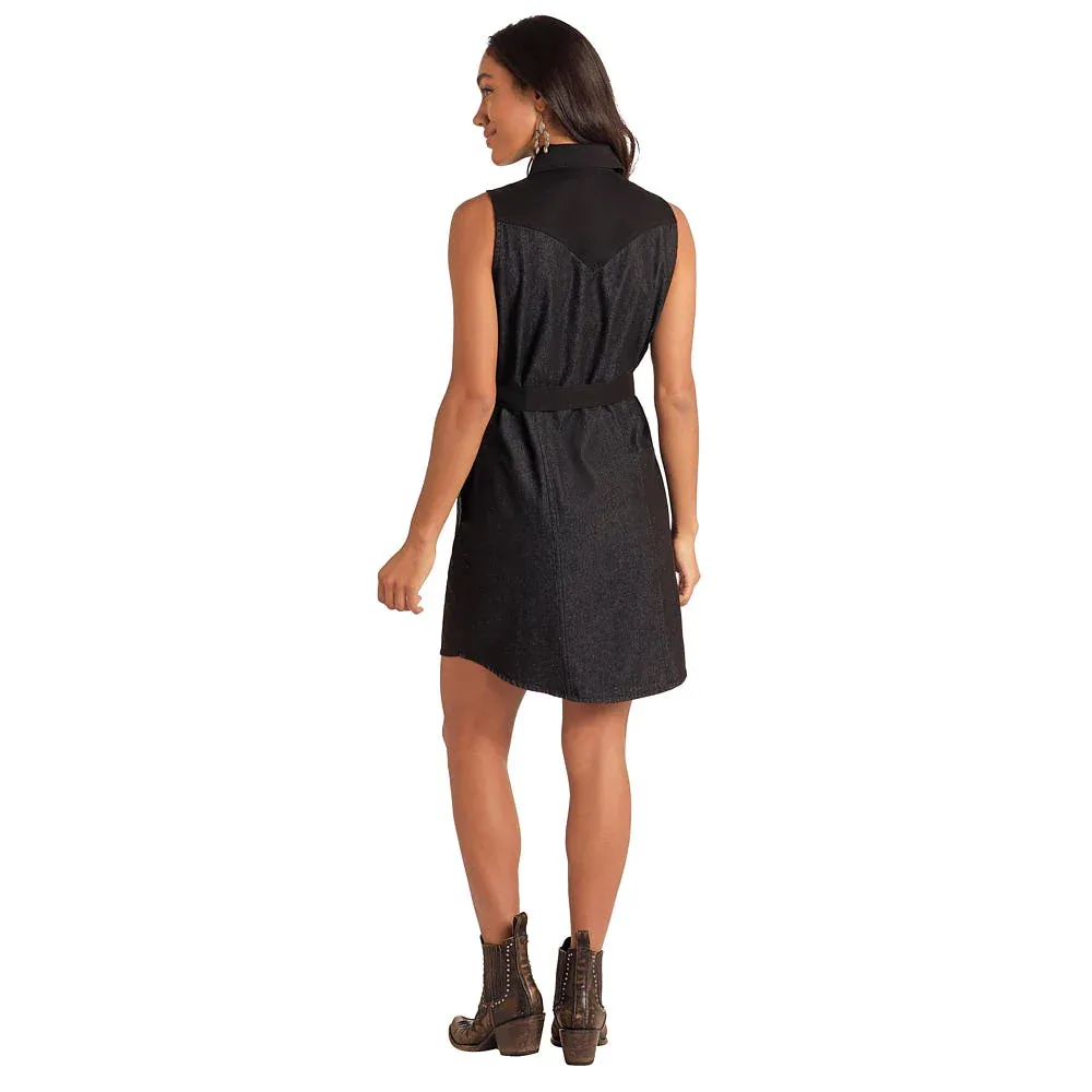 Panhandle Womens Black 2 Tone Western Yoke Dress - Image 2