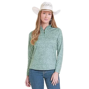 Panhandle Women's Jade Cactus Print Performance 1/4 Zip